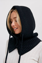 Load image into Gallery viewer, BUTTONED KNIT BALACLAVA: BLACK/GREEN  -  ONE SIZE
