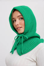 Load image into Gallery viewer, BUTTONED KNIT BALACLAVA: BLACK/GREEN  -  ONE SIZE
