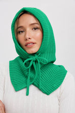 Load image into Gallery viewer, BUTTONED KNIT BALACLAVA: BLACK/GREEN  -  ONE SIZE
