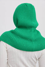 Load image into Gallery viewer, BUTTONED KNIT BALACLAVA: BLACK/GREEN  -  ONE SIZE
