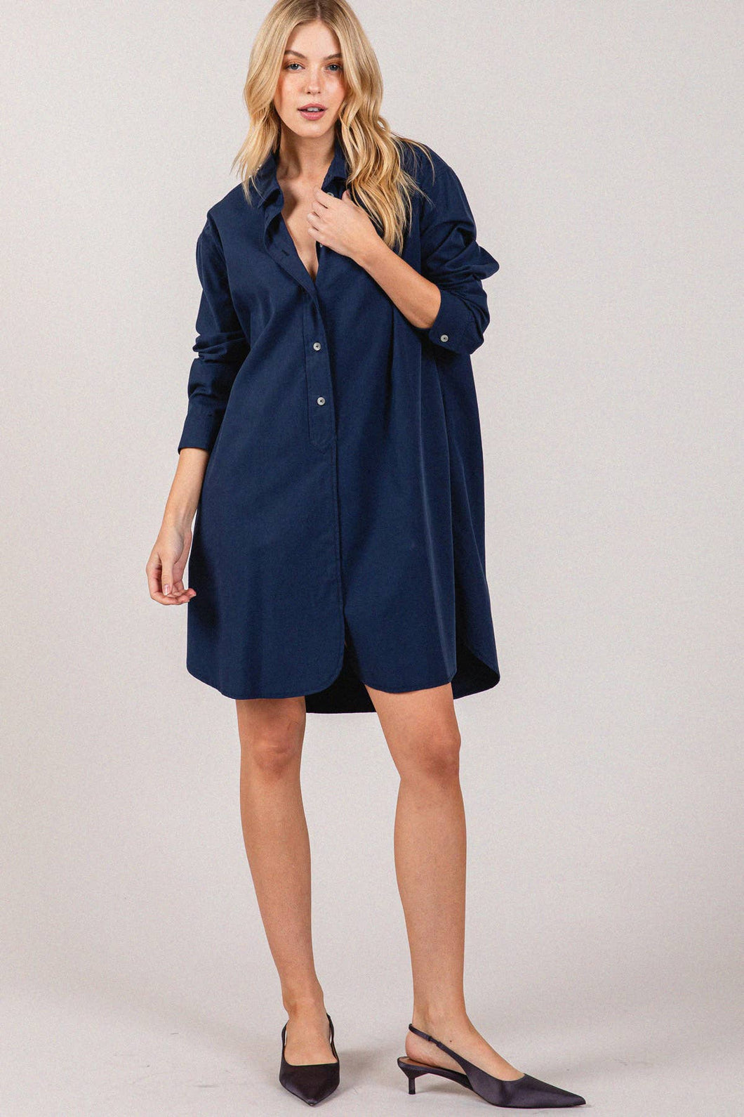 Shirt Dress: Navy Blue