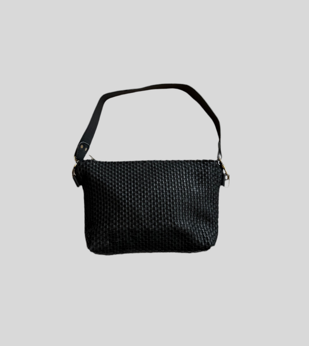 Midi - mini woven black leather