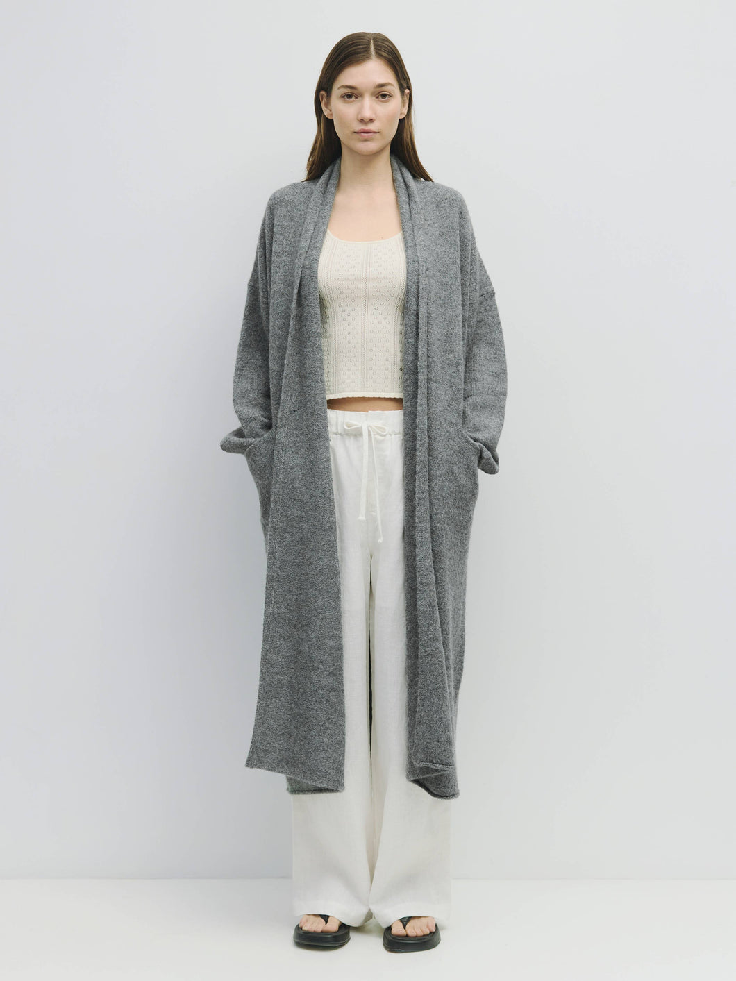 The Heidi Coat | Heavy Knit Coat: HEATHER GREY