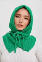 Load image into Gallery viewer, BUTTONED KNIT BALACLAVA: BLACK/GREEN  -  ONE SIZE
