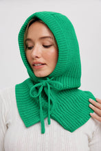 Load image into Gallery viewer, BUTTONED KNIT BALACLAVA: BLACK/GREEN  -  ONE SIZE
