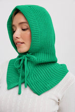 Load image into Gallery viewer, BUTTONED KNIT BALACLAVA: BLACK/GREEN  -  ONE SIZE
