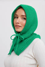 Load image into Gallery viewer, BUTTONED KNIT BALACLAVA: BLACK/GREEN  -  ONE SIZE
